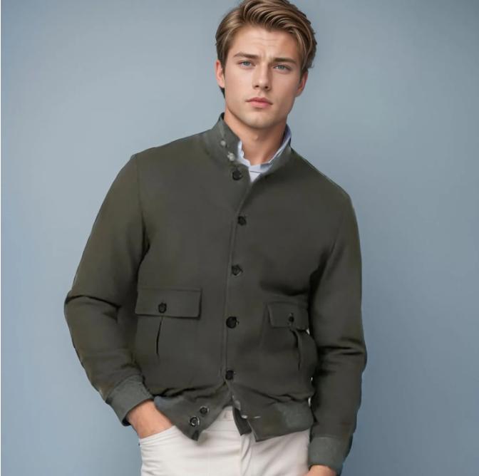 Men’s Stand Collar Long Sleeve Top.