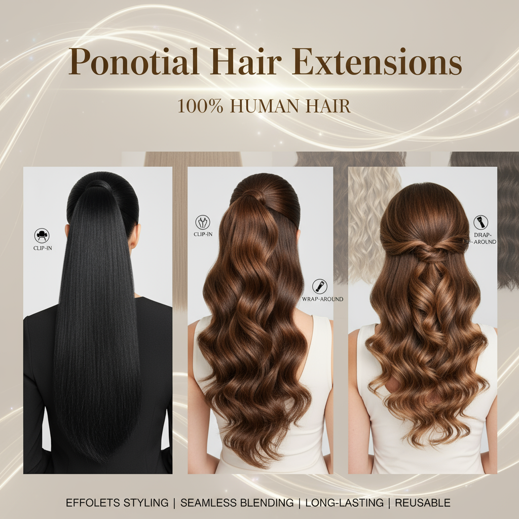 Ponytail Hair Extensions-Human Hair - HalleBeauty