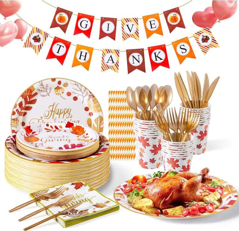 Thanksgiving Plates & Napkins – Party Tableware Set