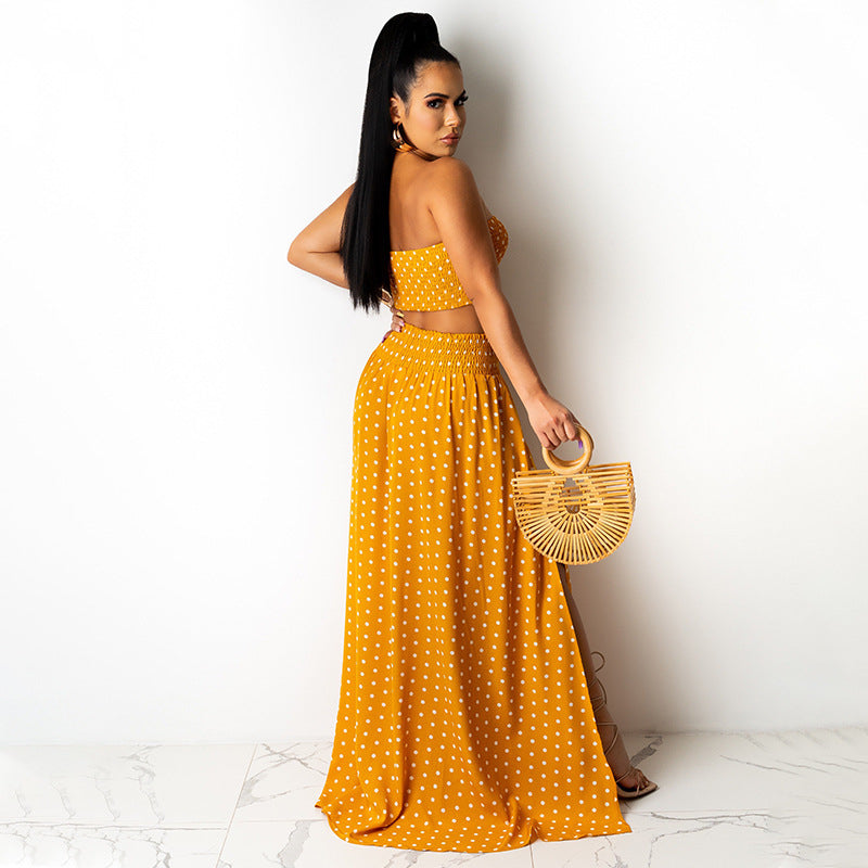 Printed Polka Dot Skirt Suit | Hallebeauty