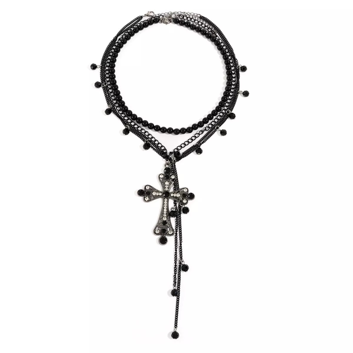 Pearl Cross Pendant Necklace 3-Piece Set | Hallebeauty