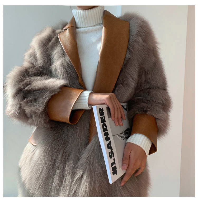 Faux Fox Fur Mid-Length Coat - Chic & Warm Winter Fashion