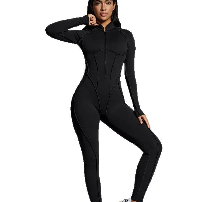Women's Slim Fit Zipper Jumpsuit – Long Sleeve | Hallebeauty