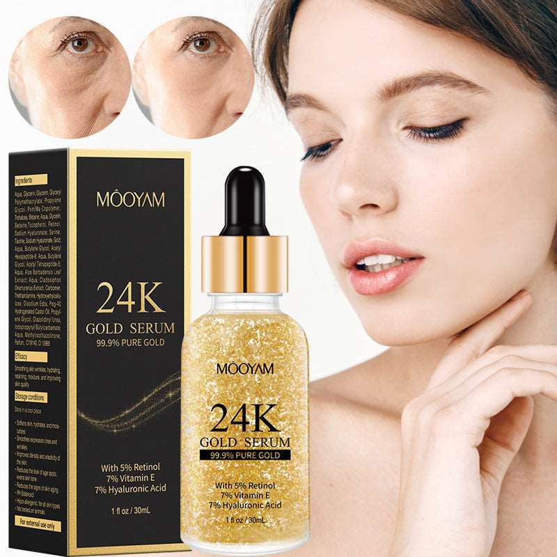 24K Gold Foil Face Serum: Vitamin E & Retinol Anti-Wrinkle Lifting Formula - HalleBeauty