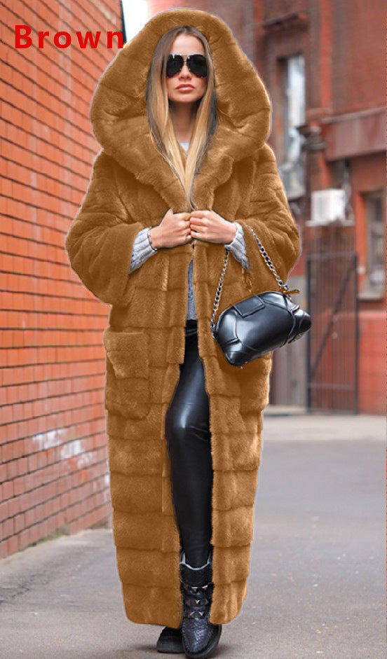 Thickened Hooded Faux Fur Jacket 