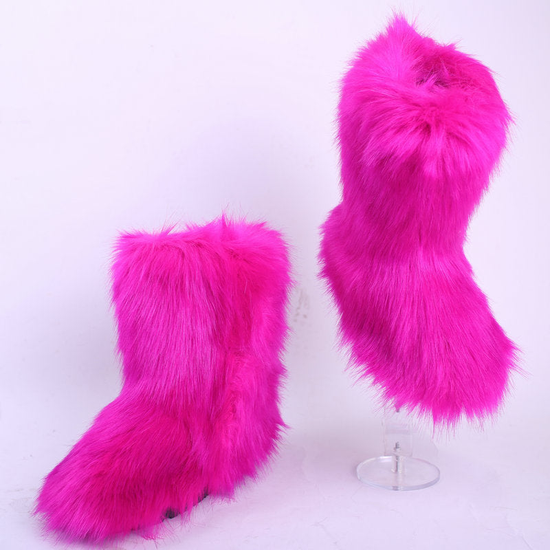 Imitation Fox Hair Boots