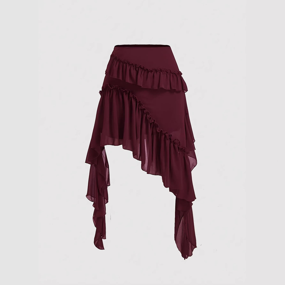 Purplish Red Asymmetrical Skirt | Hallebeauty