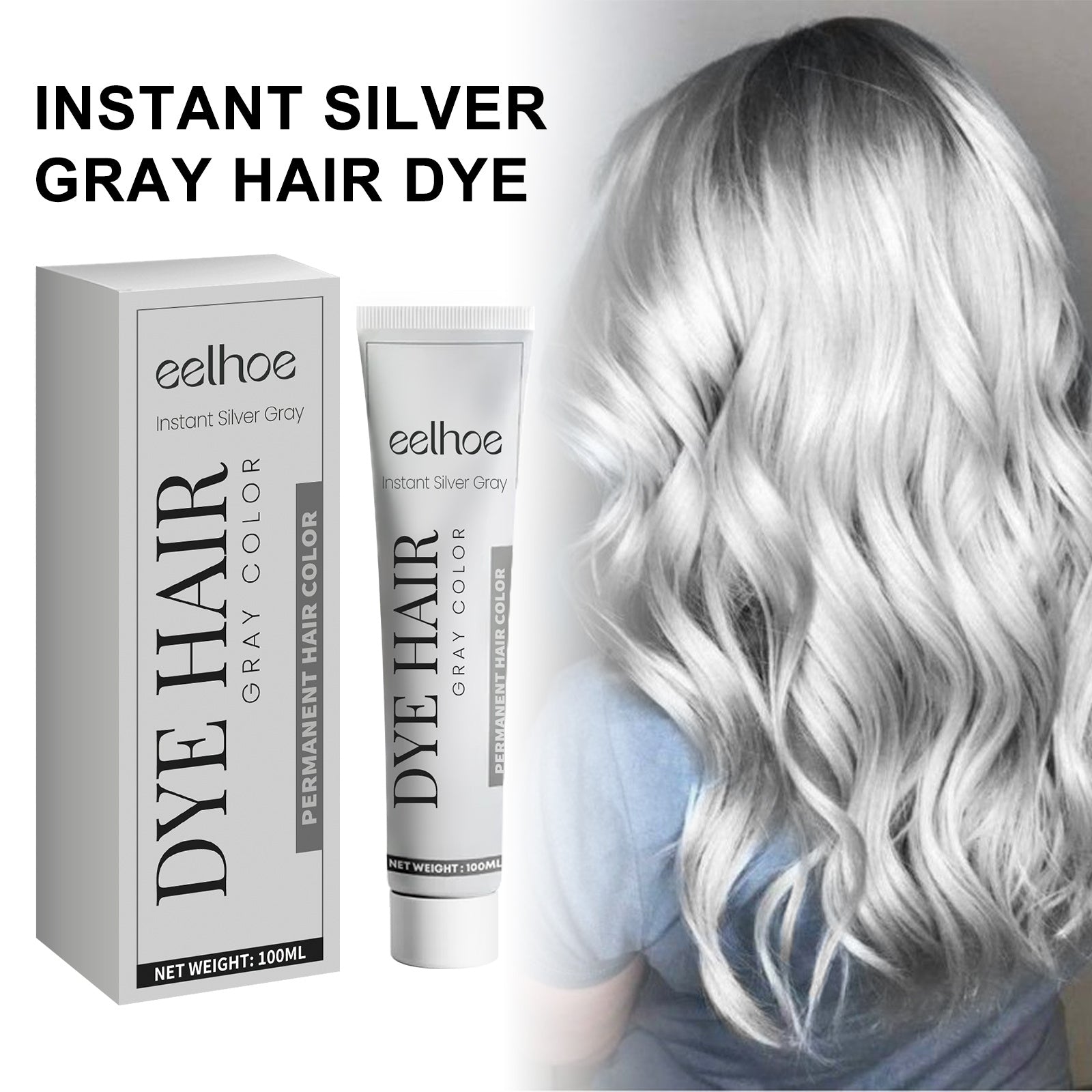 Gray Hair Cream | Natural Long-Lasting Color, No Damage