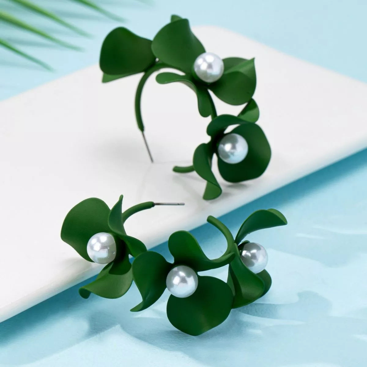 Floral Pearl Hoop Earrings | Shop Hallebeauty