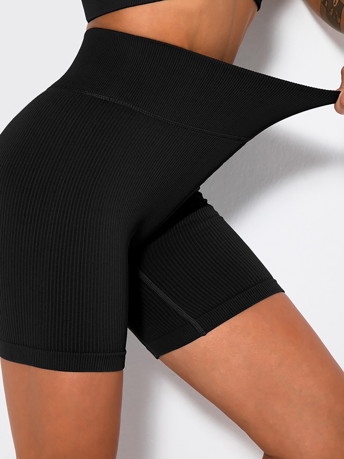 Seamless Ribbed Yoga Shorts | High Waist Workout Fit