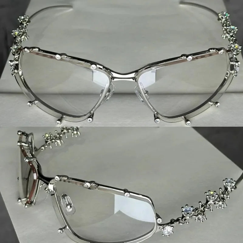 Bling Rhinestone Glasses – Oversized Cat Eye Shades