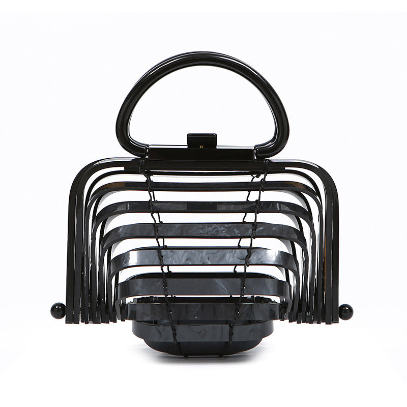 Fashionable Acrylic Hollow Handbag - Clear Cutout Design