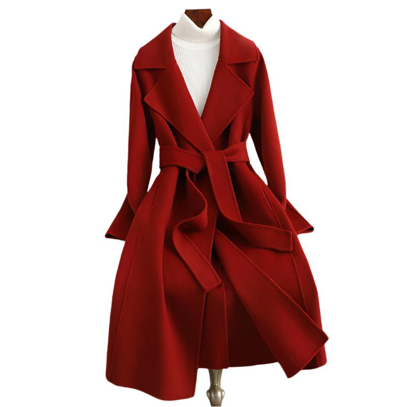 Cashmere Coat Slim Fit Thin Over The Knee Woolen Coat