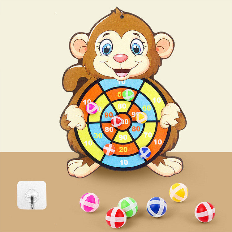 Children's Sticky Ball Dart Board | Cartoon Design & Velvety Surface Fun