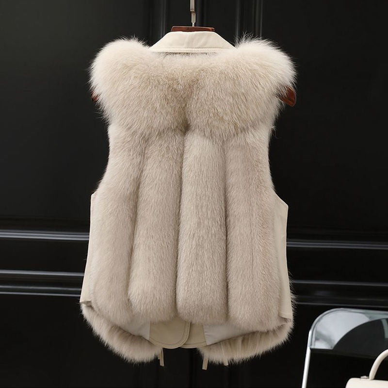 Women's Patchwork Fox Fur Vest | Elegant Winter Jacket