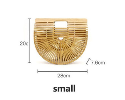 Handmade Semi-Circular Bamboo Clutch Bag - Portable Woven Basket