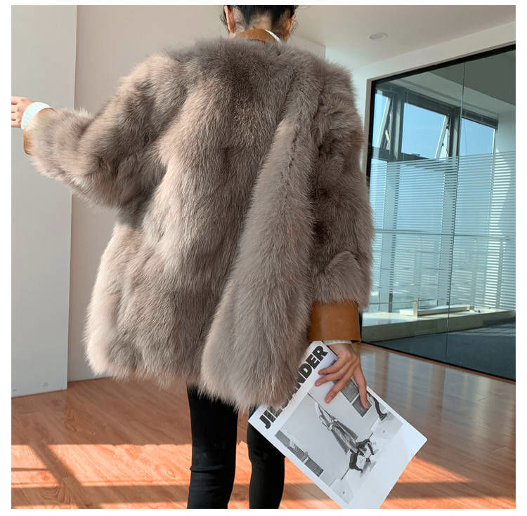 Faux Fox Fur Mid-Length Coat - Chic & Warm Winter Fashion