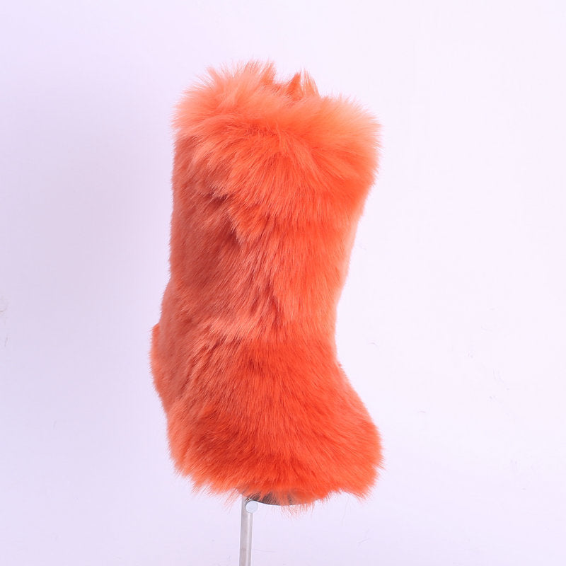 Imitation Fox Hair Boots – Cozy Warmth Meets Chic Style