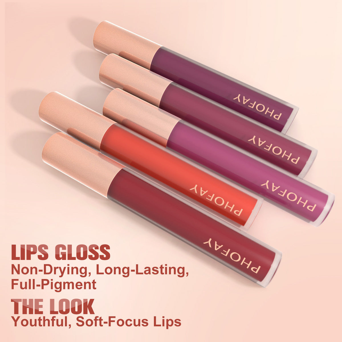 PHOFAY Non-Sticky Lip Gloss – High shine, hydrating lip gloss in various shades