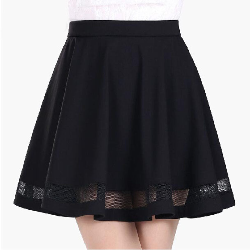 High-Waisted A-Line Pleated Skirt  Black