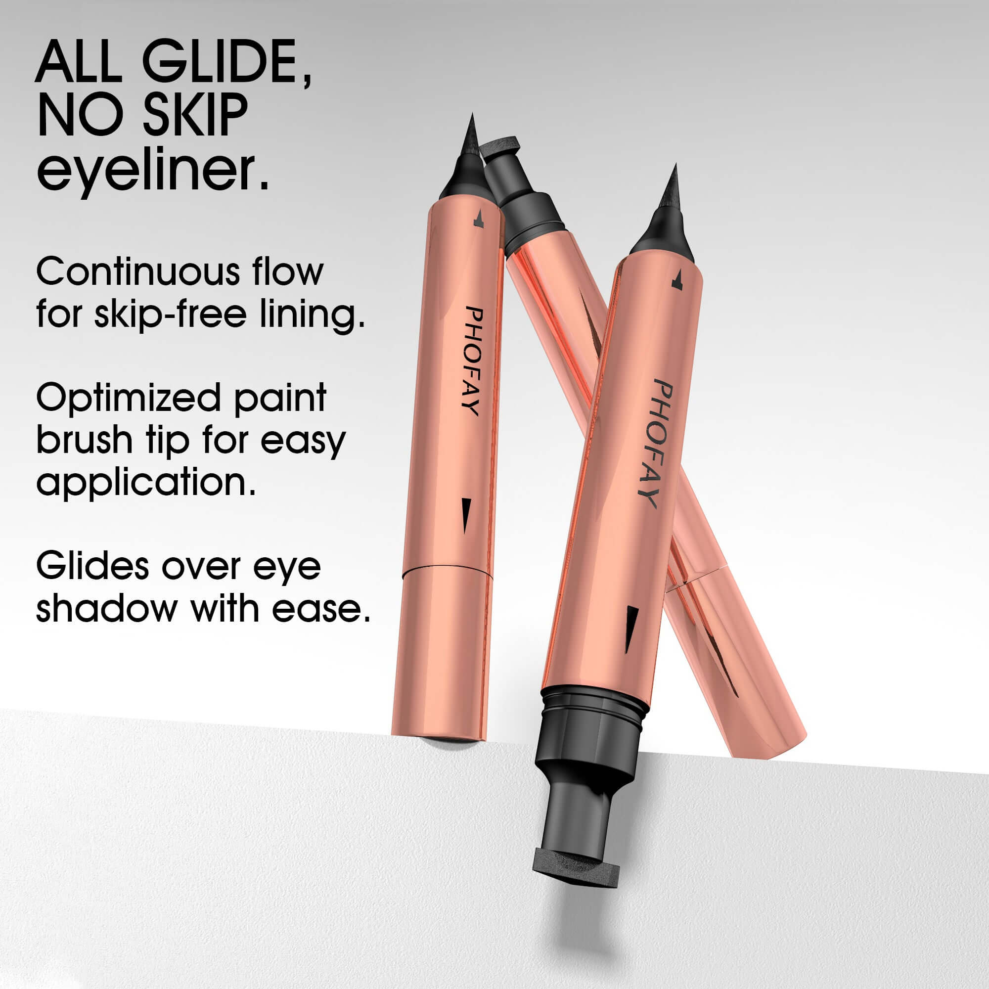 PHOFAY Double Head Seal Liquid Eyeliner featuring dual tips for precise and bold application, smudge-proof and waterproof.