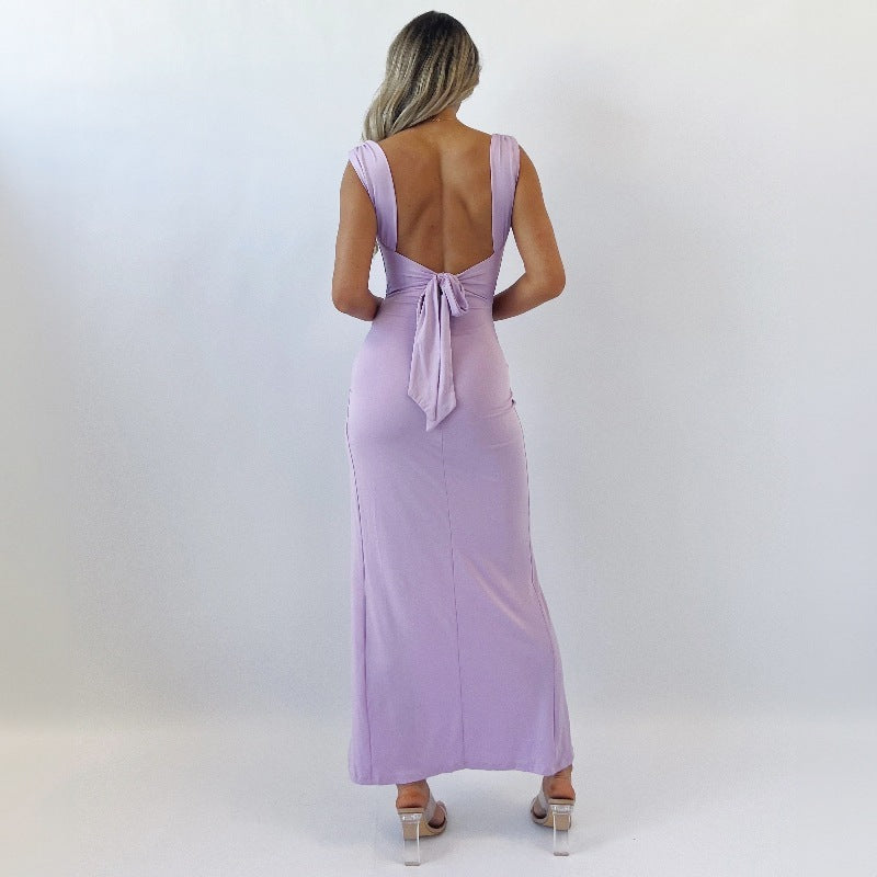 Elegant Back-Tie Slit Dress