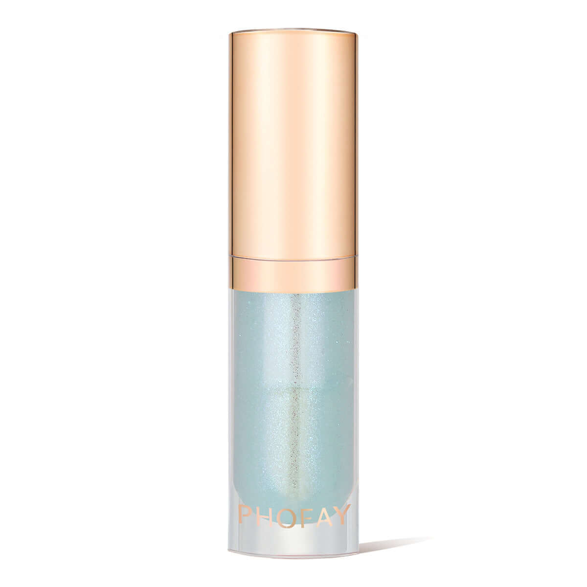 PHOFAY Moisturizing Warm Lip Oil in elegant packaging, featuring a shimmering blue formula for hydrating lip care.