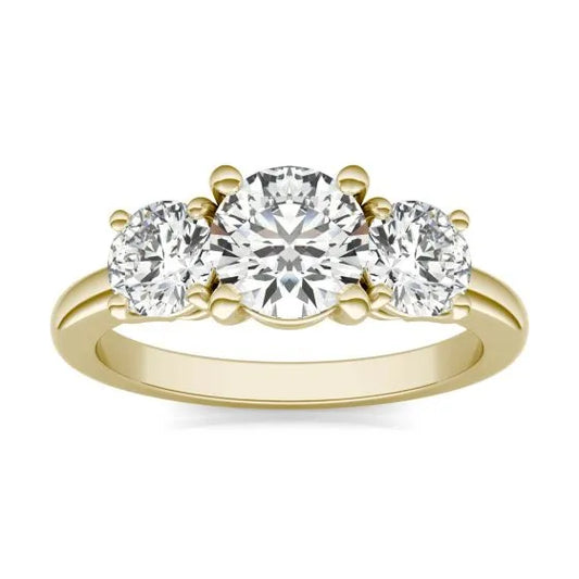 2 CTW Lab Diamond Three Stone Engagement Ring | 14K Gold