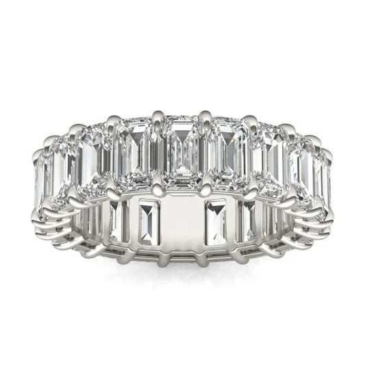 Lab Grown Emerald Diamond Eternity Ring 6.25 CTW | Hallebeauty