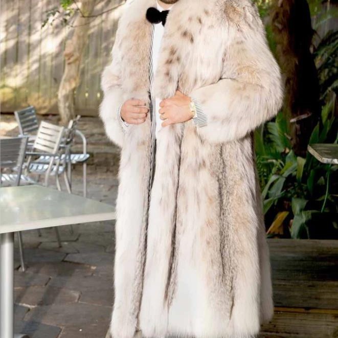 Men’s Mid-Length Fur Coat - Stylish & Warm Winter Outerwear