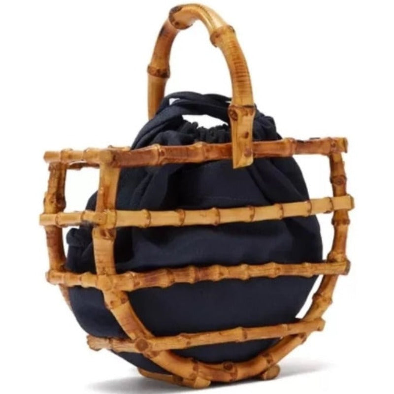 Bamboo Bliss Tassel Handbag - Women's Semicircle Bag