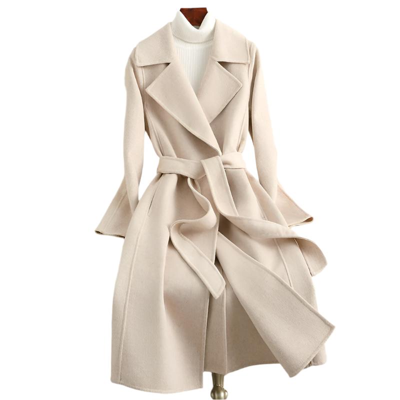 Cashmere Coat Slim Fit Thin Over The Knee Woolen Coat