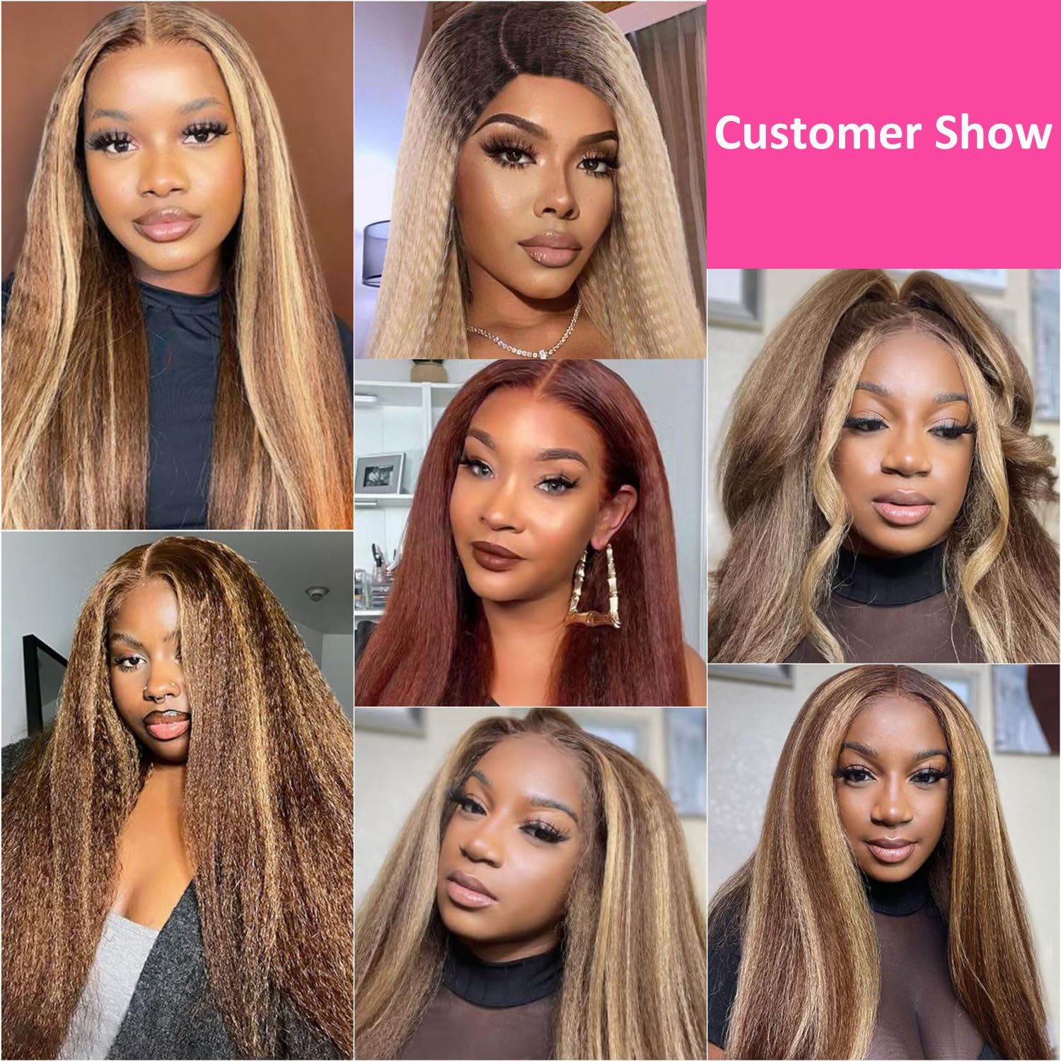 Kinky Straight Blonde Brown Lace Wig