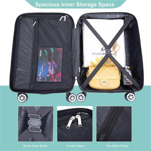 2 - piece Luggage Set With ABS Lightweight and Swivel Wheels - HalleBeauty