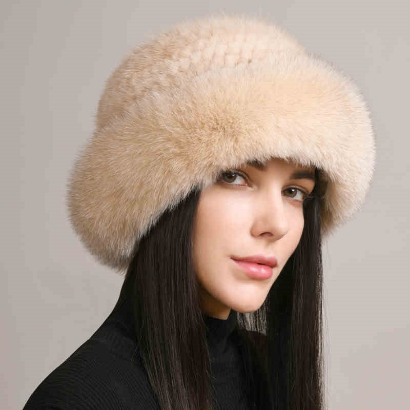 Women’s Mink Fur Hat - Braided Winter Elegance