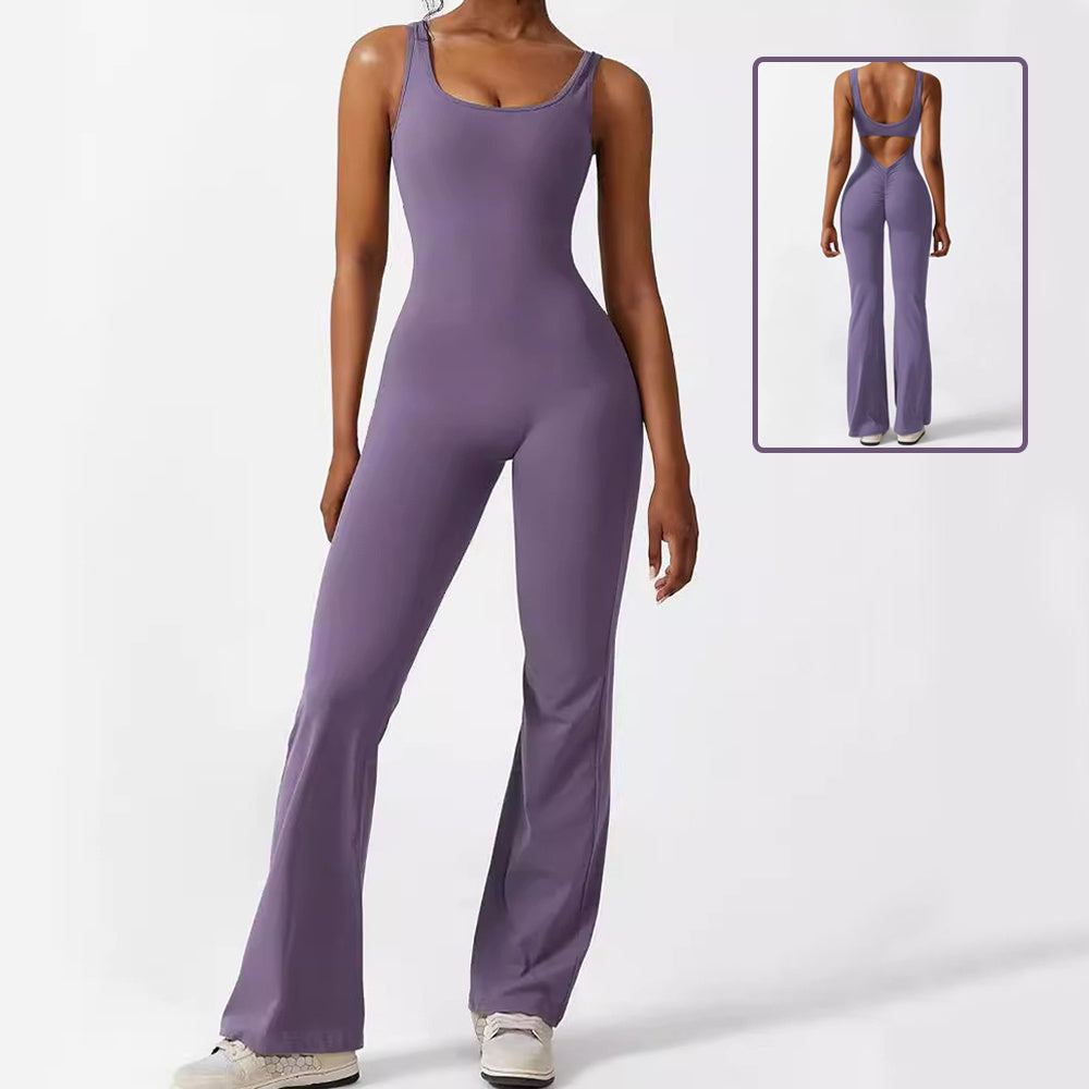 Sleeveless Flare Jumpsuit | Fitness Yoga Long Pants for Women