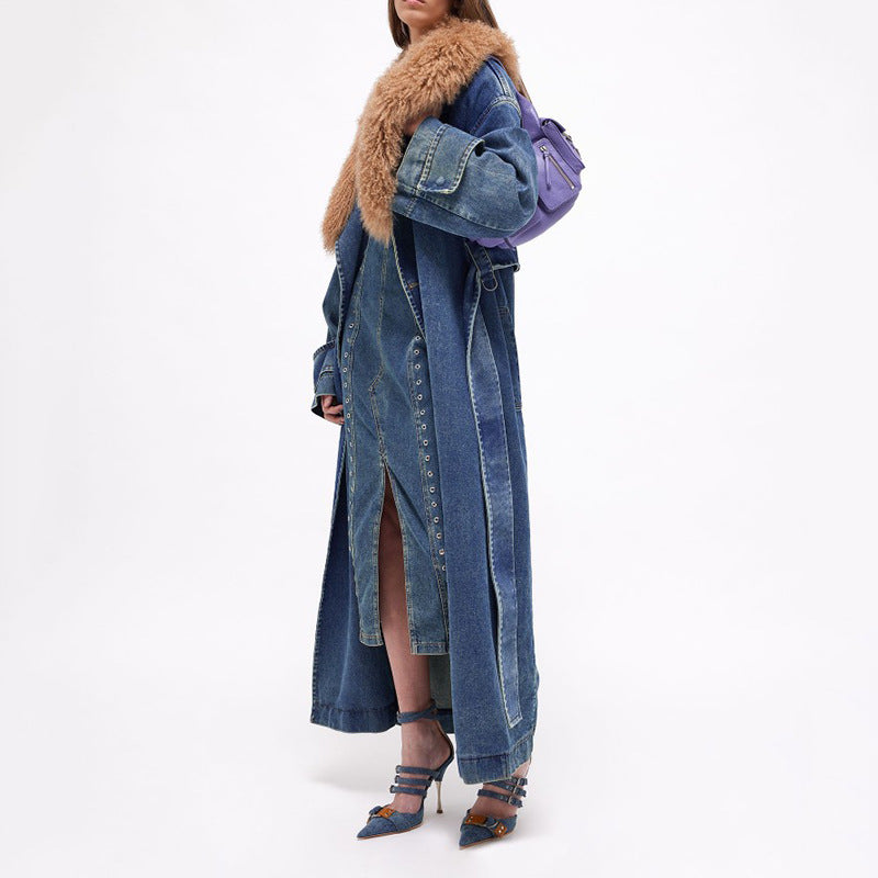 Women’s Denim Trench Coat - Stylish Fashion Outerwear