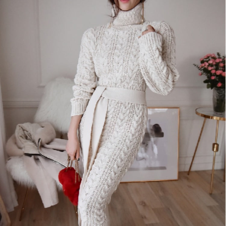 Knitted Turtleneck Sweater Dress