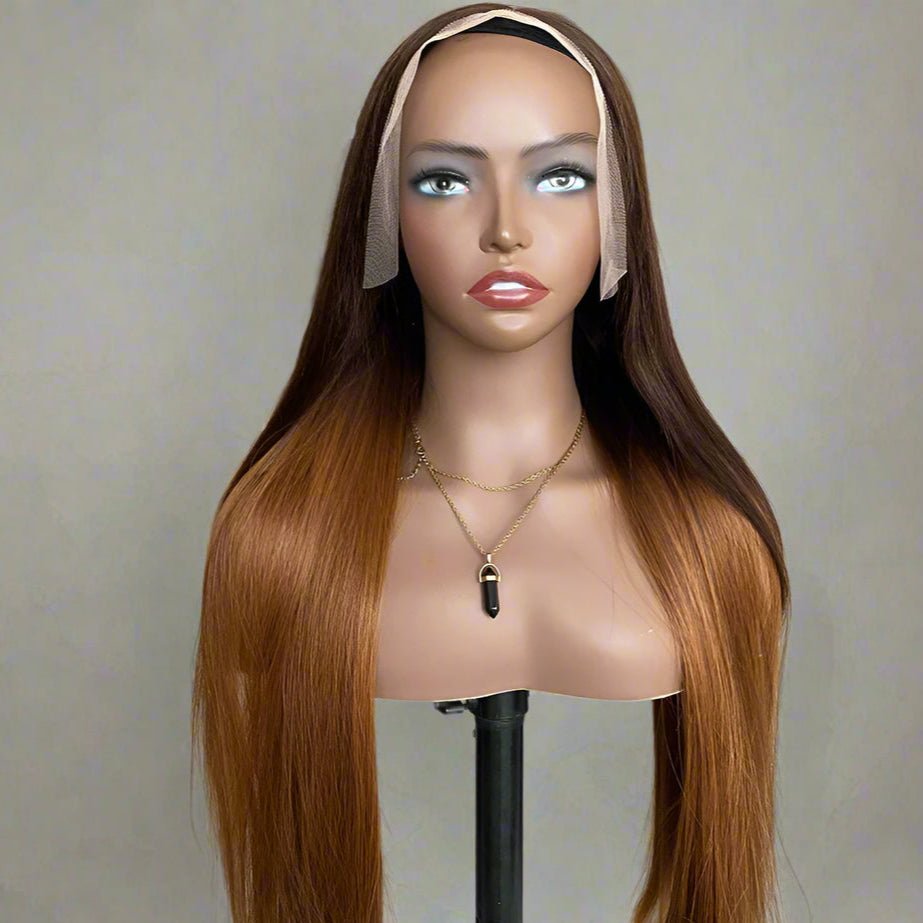 250% Double Drawn Honey Brown Wig - Human hair - HalleBeauty