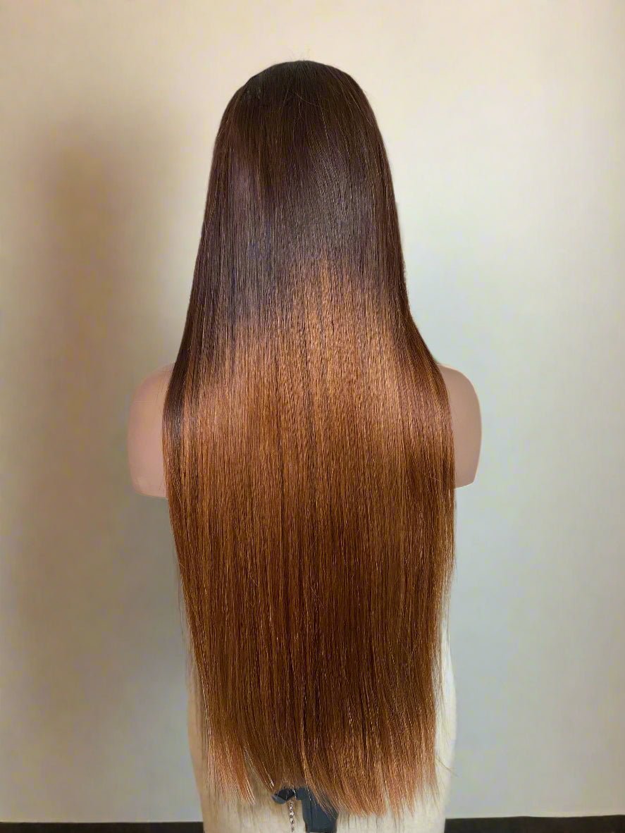 250% Double Drawn Honey Brown Wig - Human hair - HalleBeauty