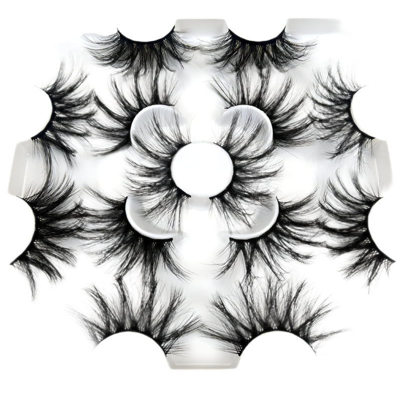 25mm Mink Lashes - 7 - Pair Bulk Set (Faux Mink, Natural & Soft) - HalleBeauty