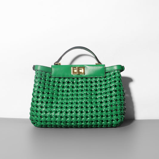 Women's Platinum Leather Handbag – Hollow Out | Hallebeauty
