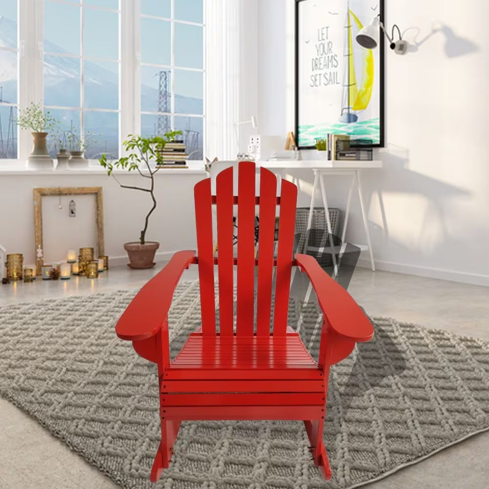 Reclining Wooden Rocking Adirondack Chair | Outdoor Relax