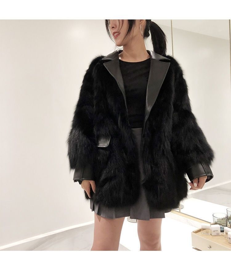 Faux Fox Fur Mid-Length Coat - Chic & Warm Winter Fashion