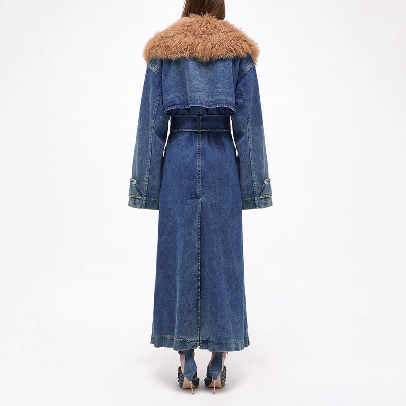 Women’s Denim Trench Coat - Stylish Fashion Outerwear