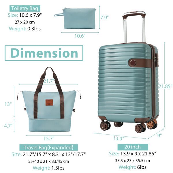 3 - Piece ABS Hard Shell Luggage Set - Durable & Stylish Travel Solution - HalleBeauty