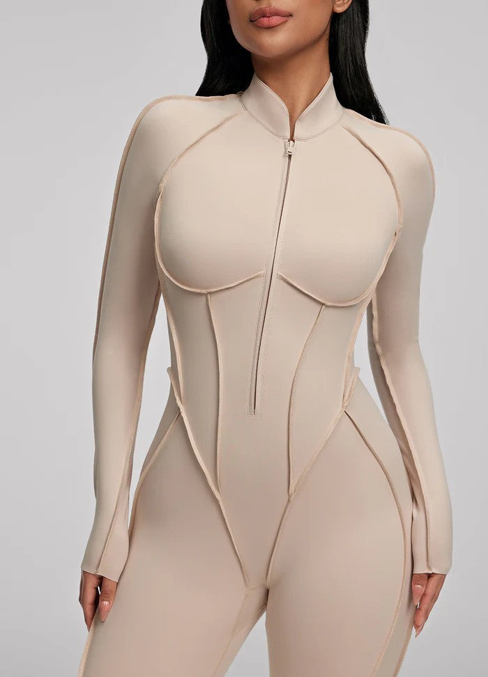 Women's Slim Fit Zipper Jumpsuit – Long Sleeve | Hallebeauty