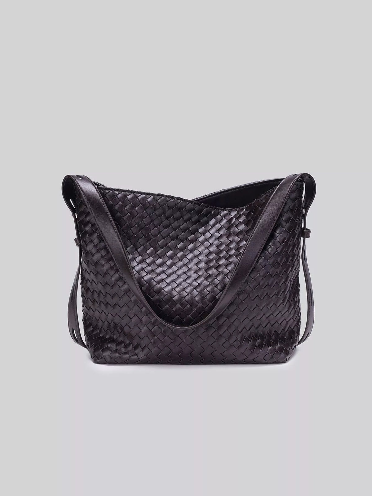 Woven Faux Leather Hobo Bag | Hallebeauty