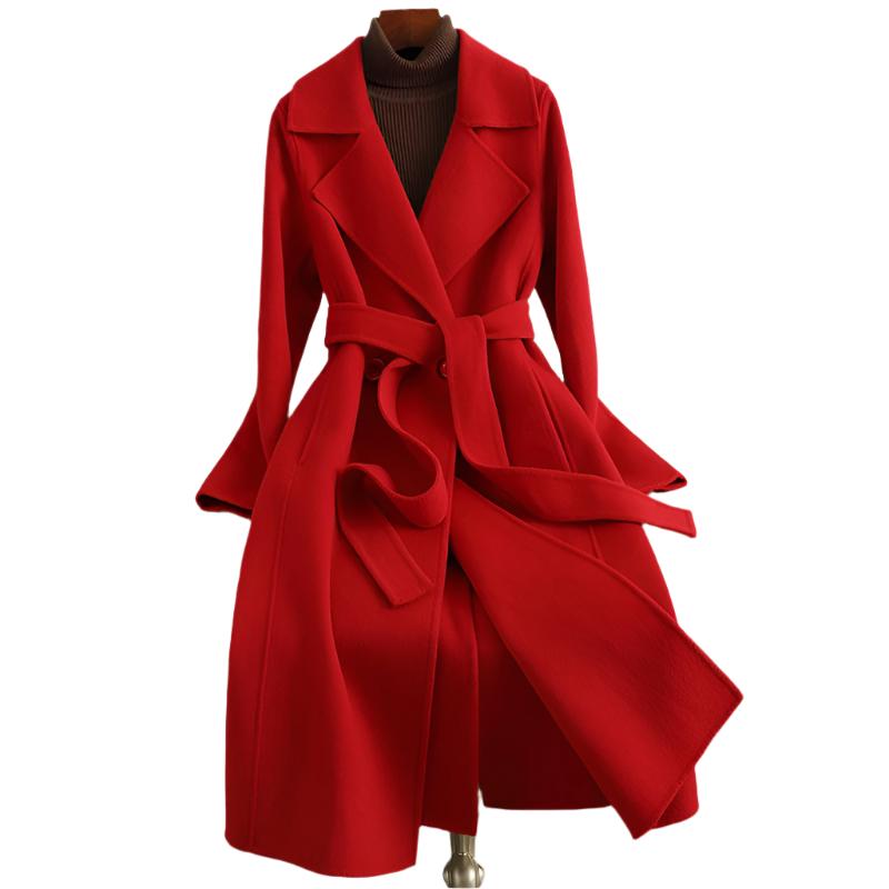 Cashmere Coat Slim Fit Thin Over The Knee Woolen Coat