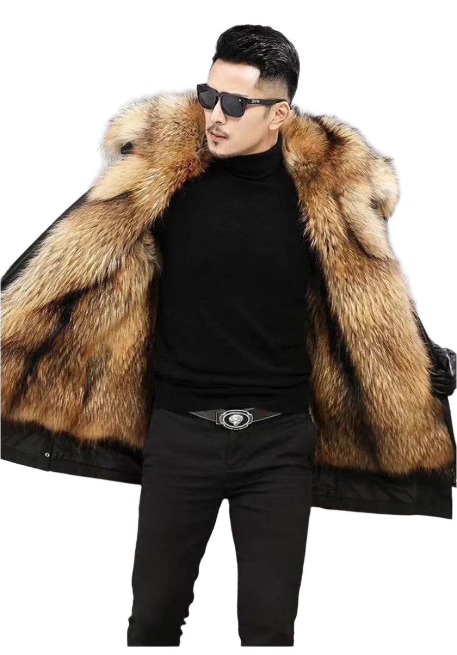 New Style Mid-Length Raccoon Fur Coat - Luxurious Imitation Fur